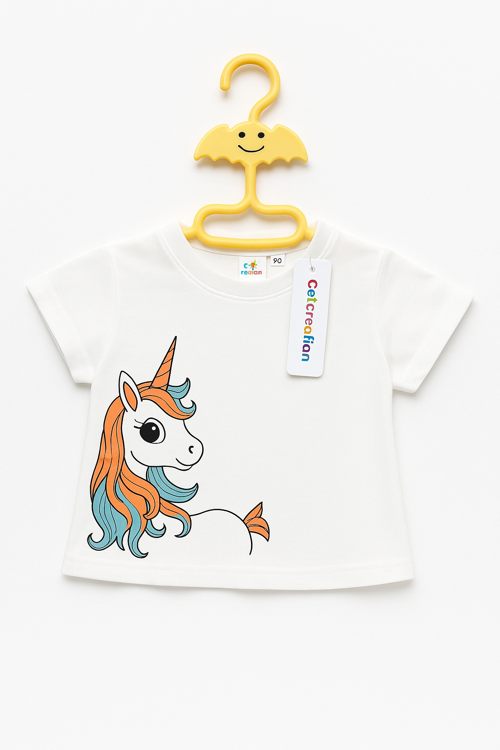 White Unicorn Graphic Tee for Girls – Colorful & Magical Style