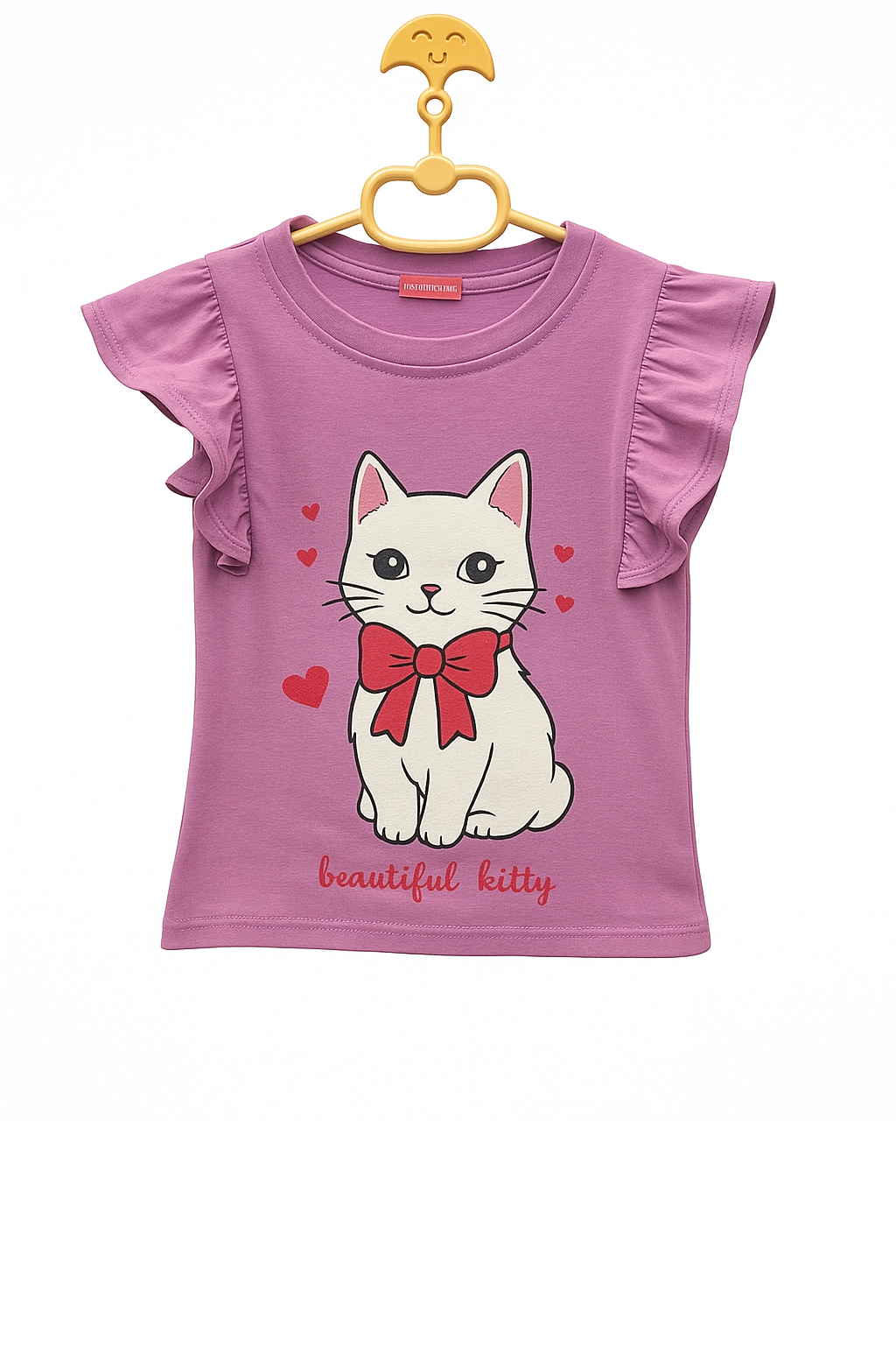 Lavender Ruffle Sleeve 'Beautiful Kitty' Top for Girls – Cute & Comfy